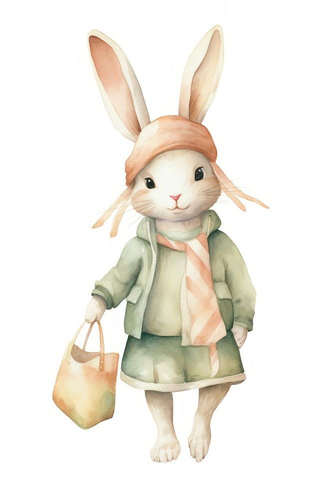 Cute rabbit walking cartoon animal. AI generated Image by rawpixel.