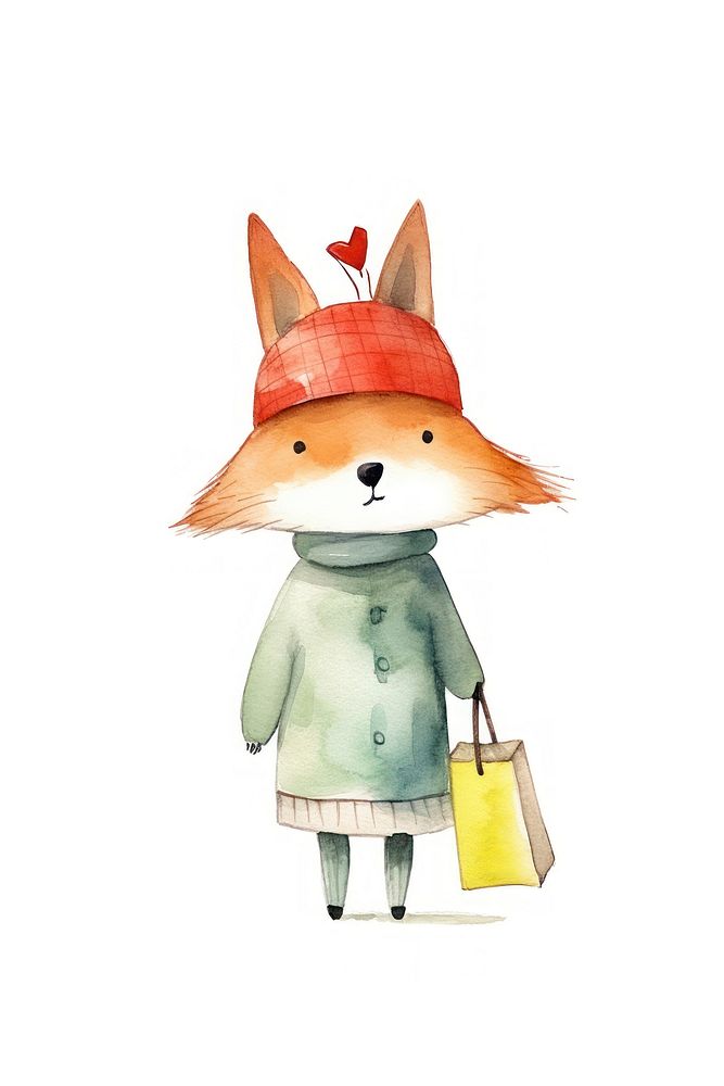 Cute fox walking cartoon nature. AI generated Image by rawpixel.