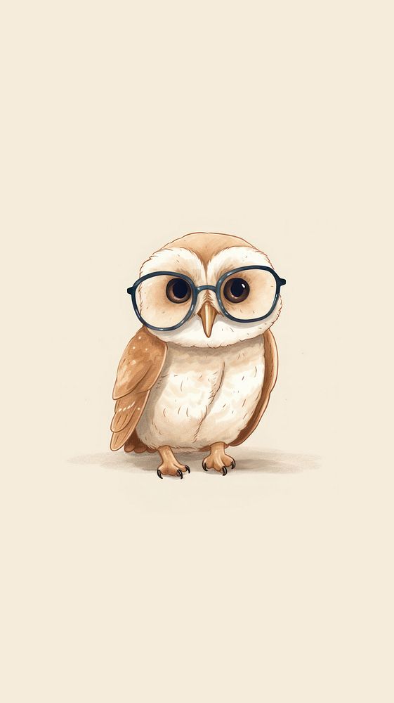 Common barn owl glasses drawing animal. AI generated Image by rawpixel.