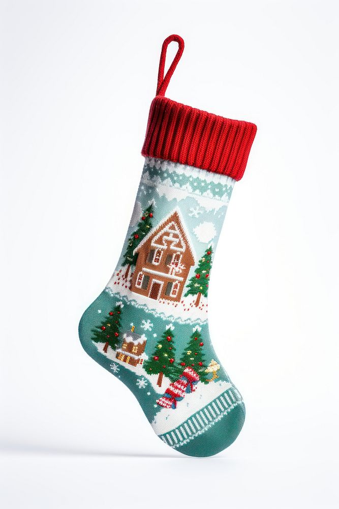 A christmas sock hanging holiday gift white background. AI generated Image by rawpixel.