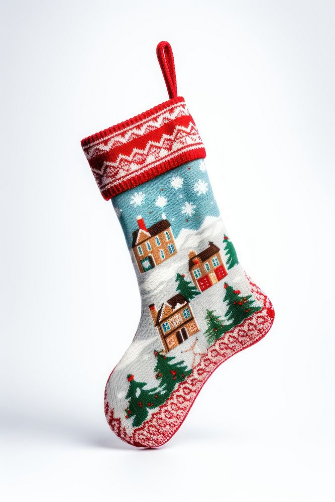A christmas sock hanging holiday gift white background. AI generated Image by rawpixel.