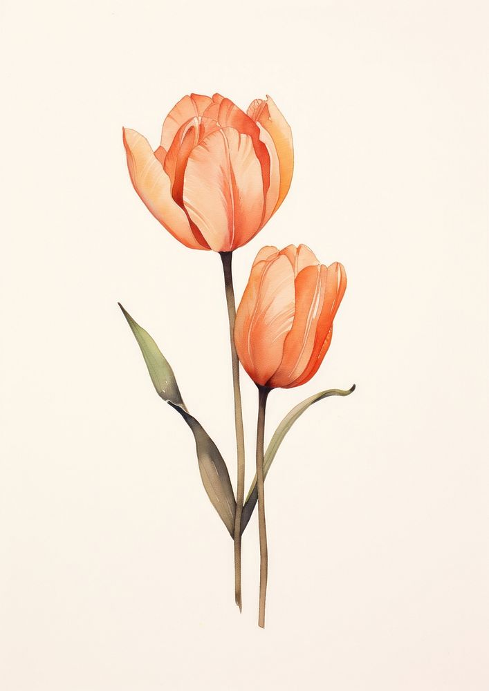 Tulip flowers illustration plant art inflorescence. AI generated Image by rawpixel.