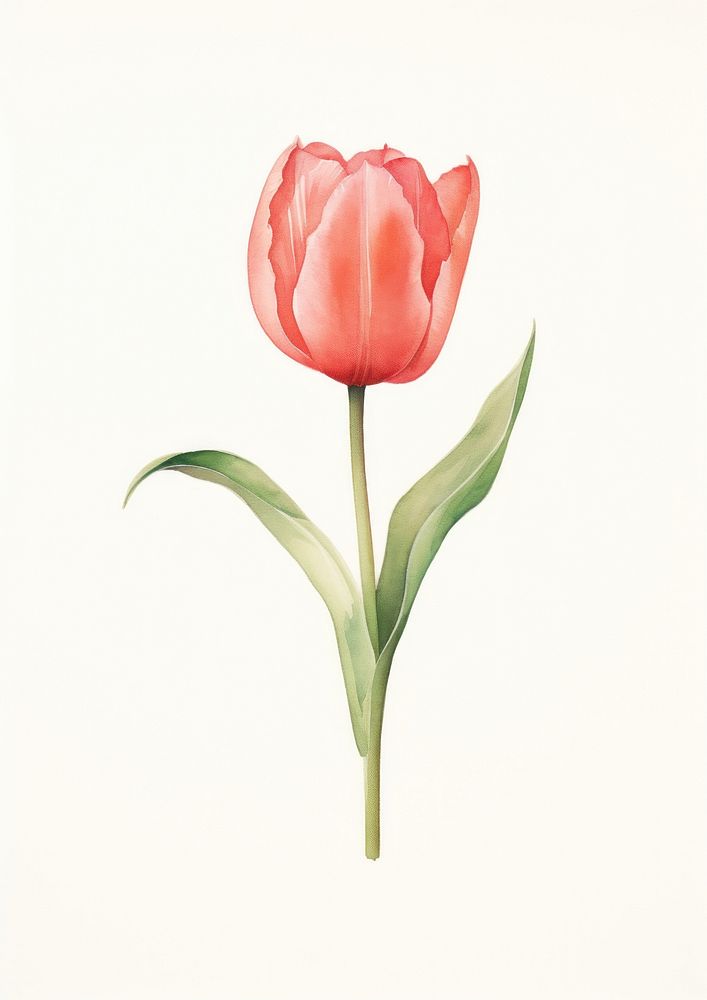 Tulip flowers illustration plant red inflorescence. AI generated Image by rawpixel.