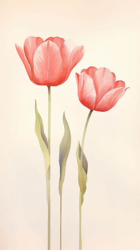 Tulip flowers illustration petal plant rose. AI generated Image by rawpixel.
