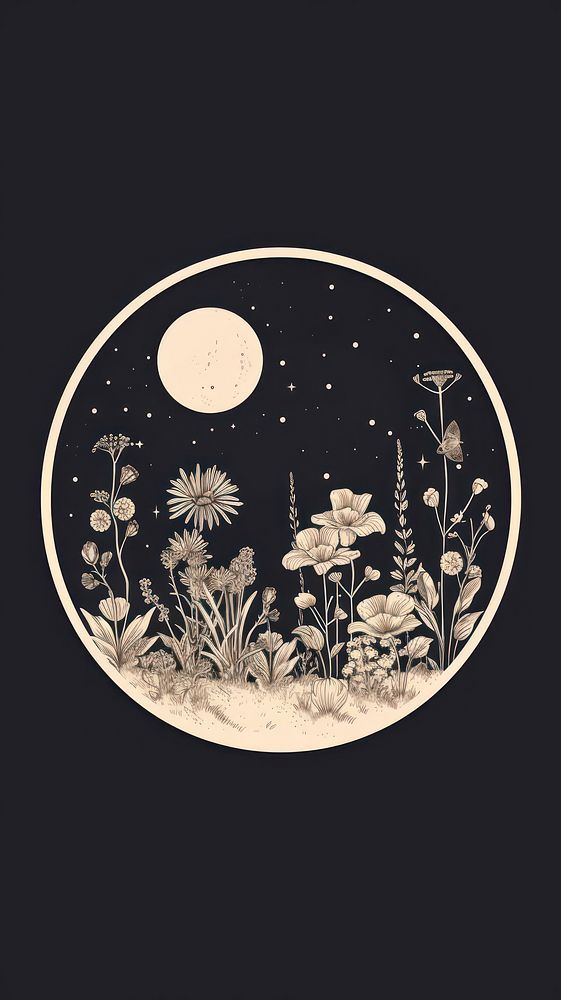 Flower moon outdoors graphics. AI generated Image by rawpixel.