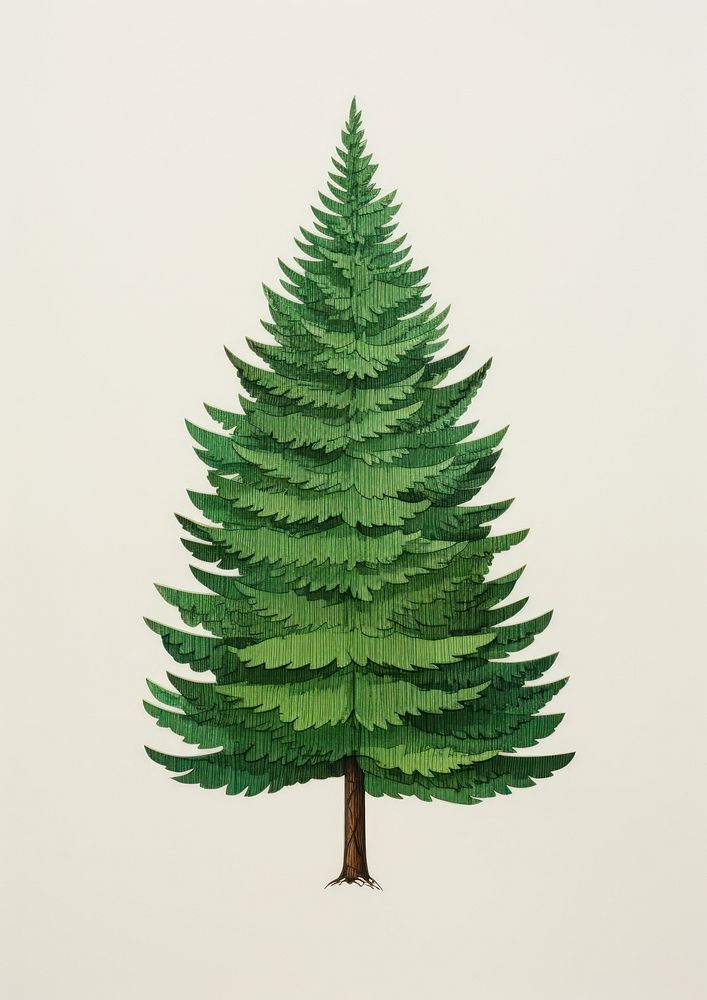 Pine tree drawing plant green. AI generated Image by rawpixel.