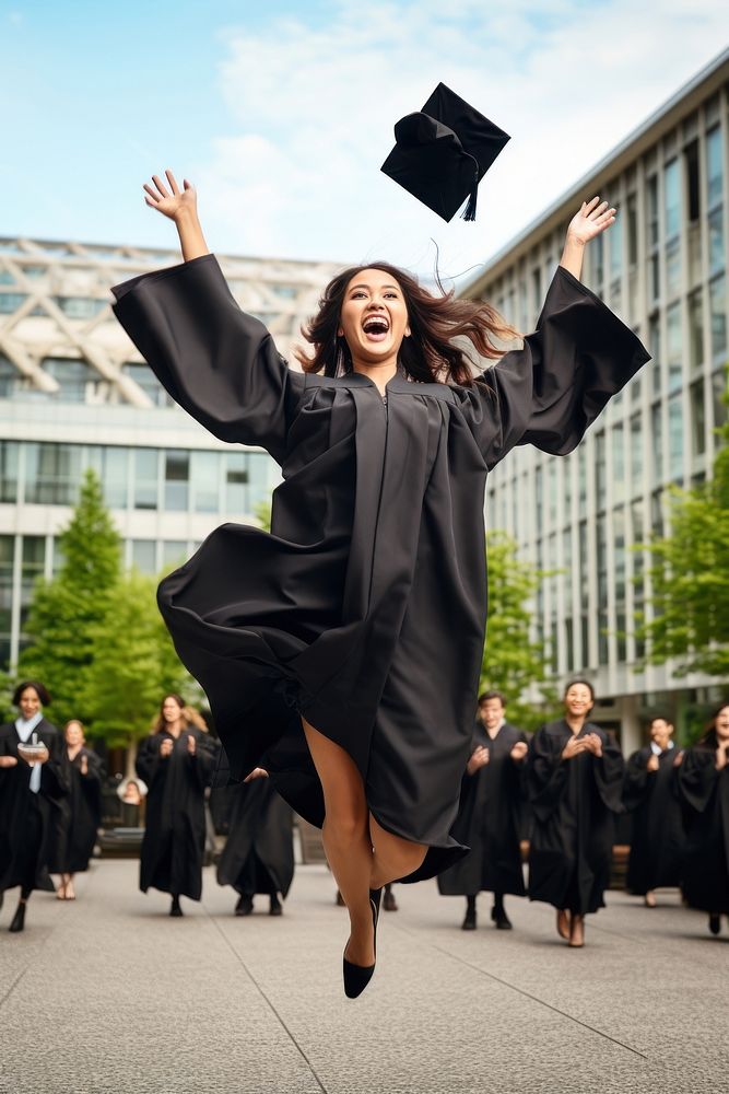 Student wearing graduation gowns university diploma adult. AI generated Image by rawpixel.