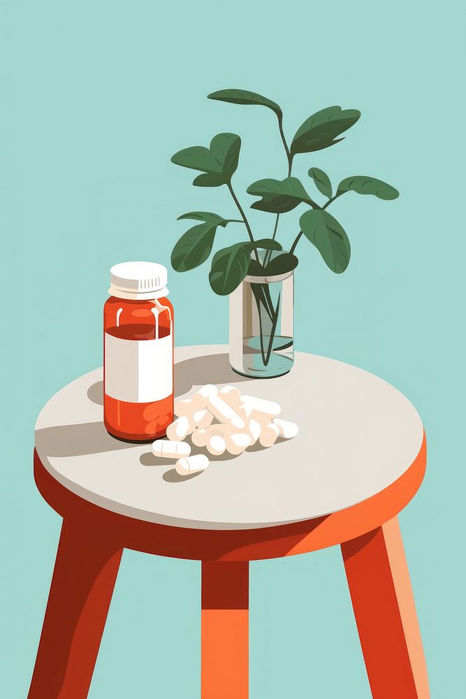 Table medicine plant pill. AI generated Image by rawpixel.