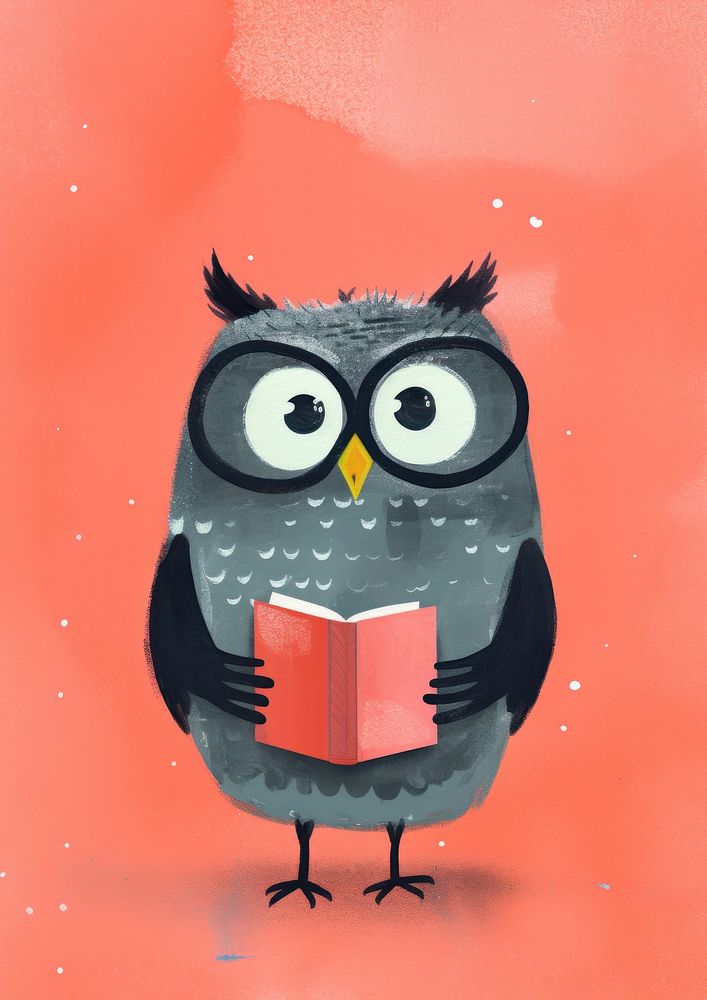 Owl wearing glasses animal bird beak. AI generated Image by rawpixel.