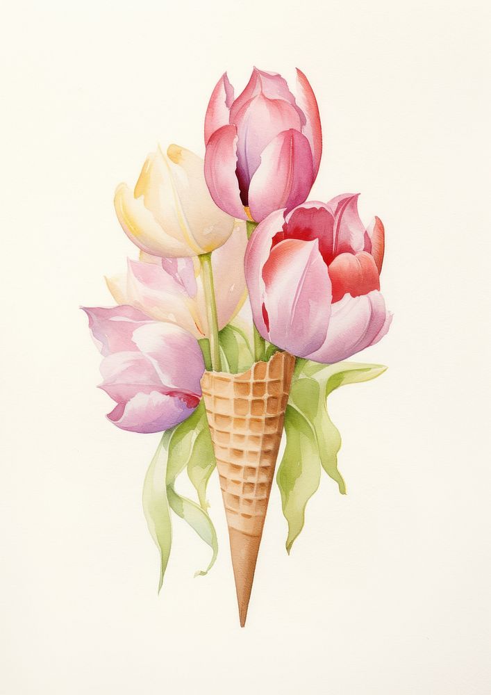 Tulip flowers dessert petal plant. AI generated Image by rawpixel.