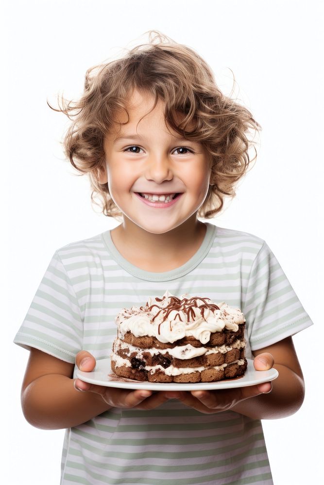 Child holding cake portrait dessert smiling. AI generated Image by rawpixel.
