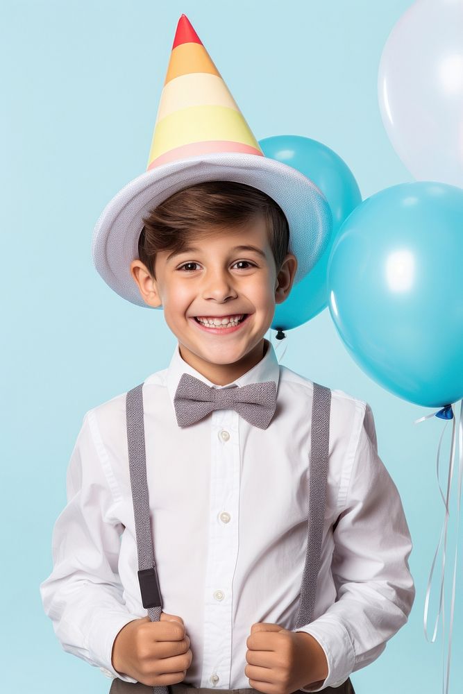 Boy balloon portrait smiling. AI generated Image by rawpixel.
