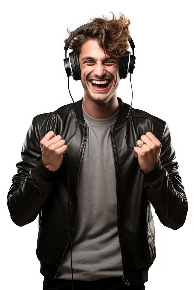 Male DJ headphones shouting laughing. AI generated Image by rawpixel.