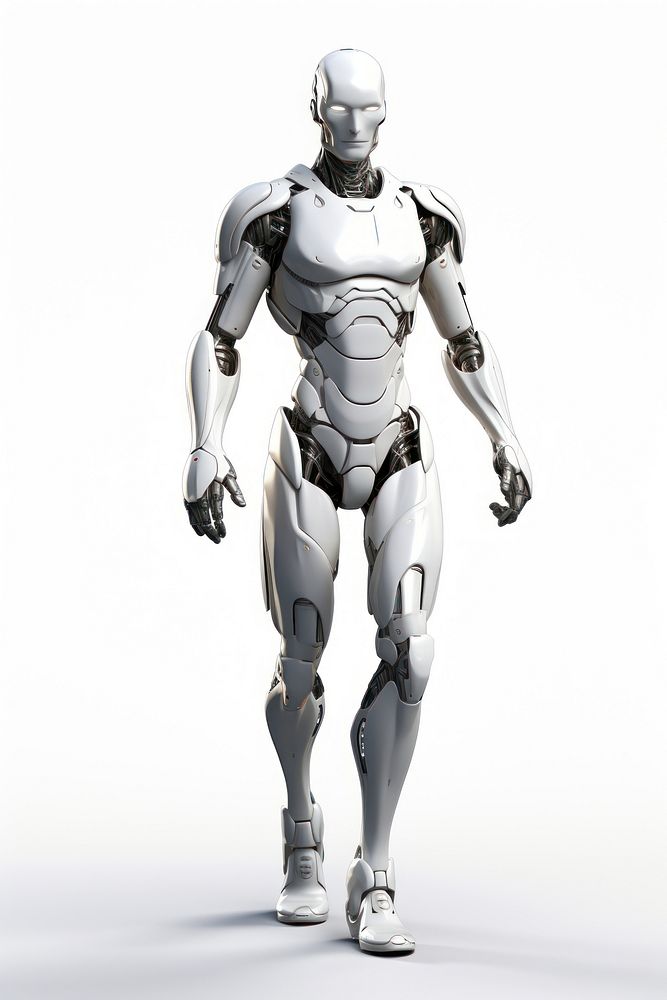 Human like white robot adult white background futuristic. AI generated Image by rawpixel.