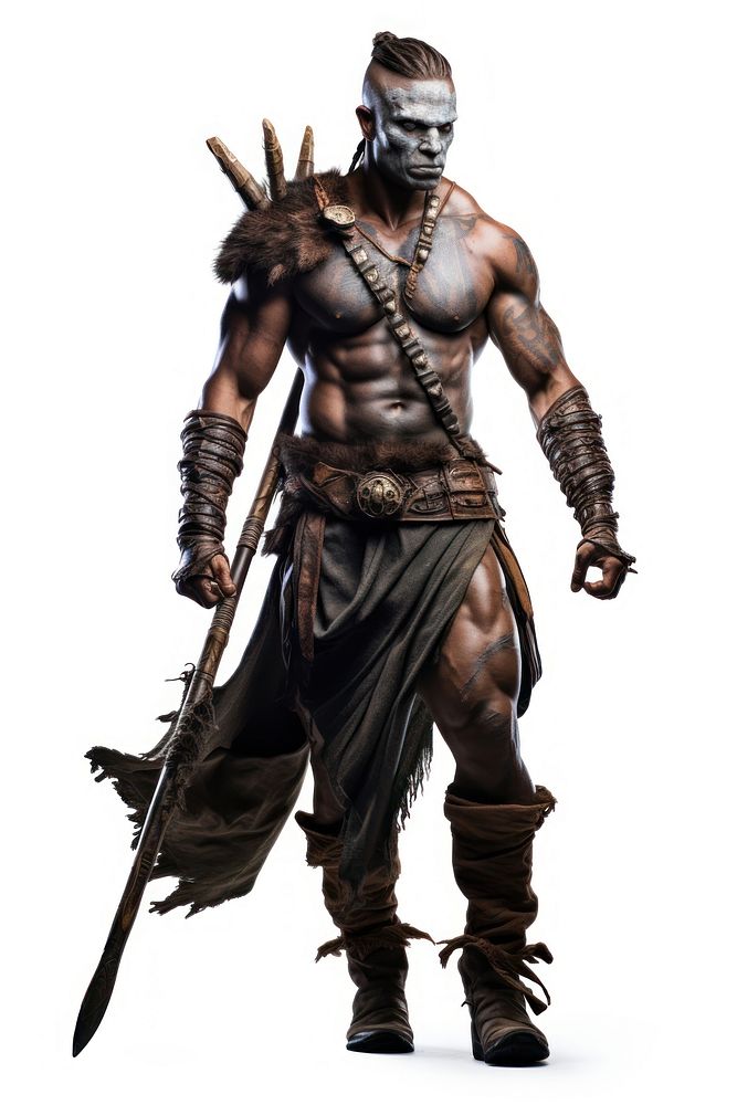 Warrior adult white background bodybuilding. 