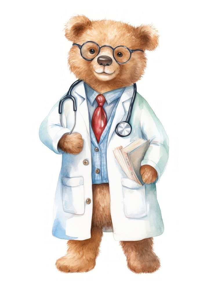 Bear doctor toy white background representation. AI generated Image by rawpixel.