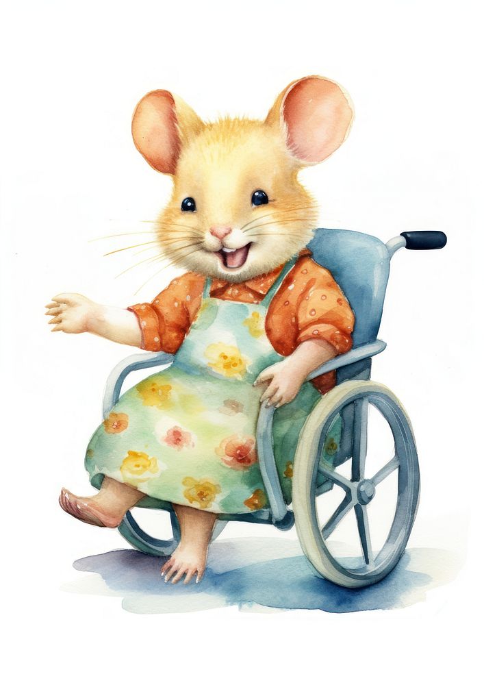 Wheelchair mammal animal mouse. AI generated Image by rawpixel.