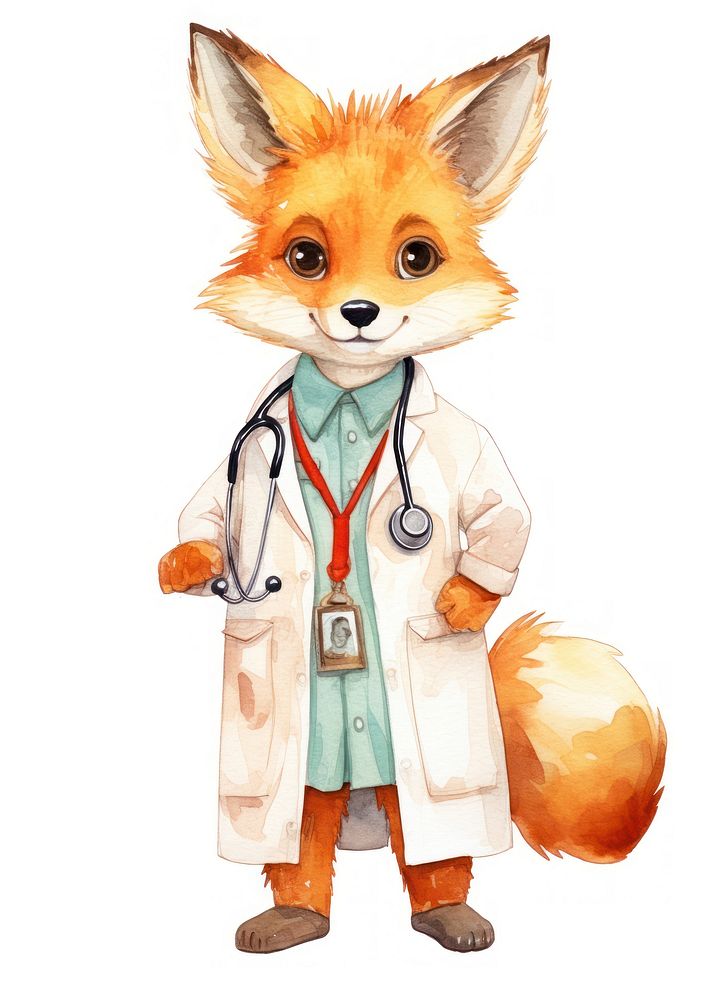 Orange Fox Doctor White Background 