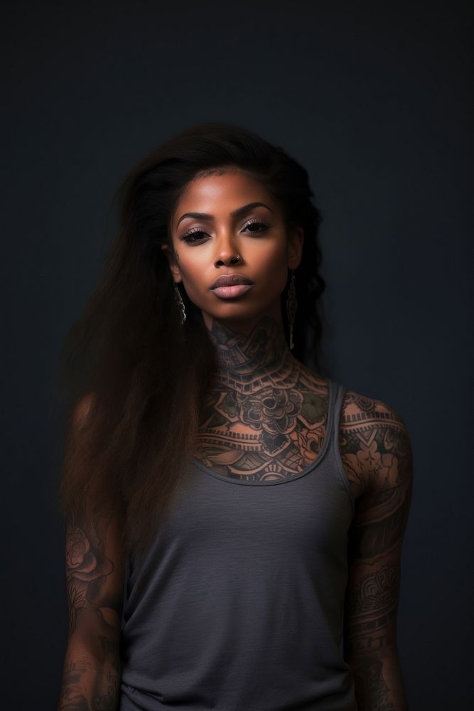 Tattoo portrait photo skin. AI generated Image by rawpixel.