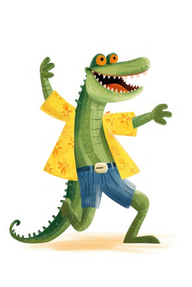 Crocodile dancing reptile animal yellow. AI generated Image by rawpixel.