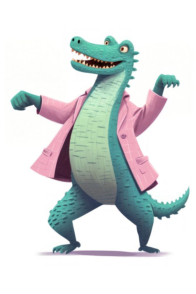 Crocodile dancing representation alligator dinosaur. AI generated Image by rawpixel.