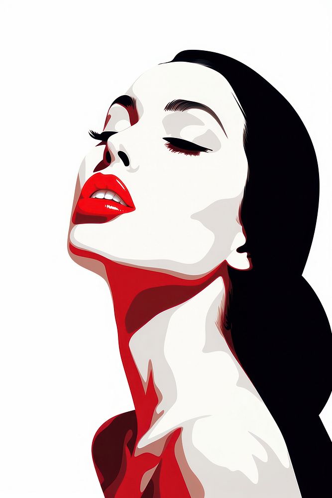 A lipstic drawing adult woman. AI generated Image by rawpixel.