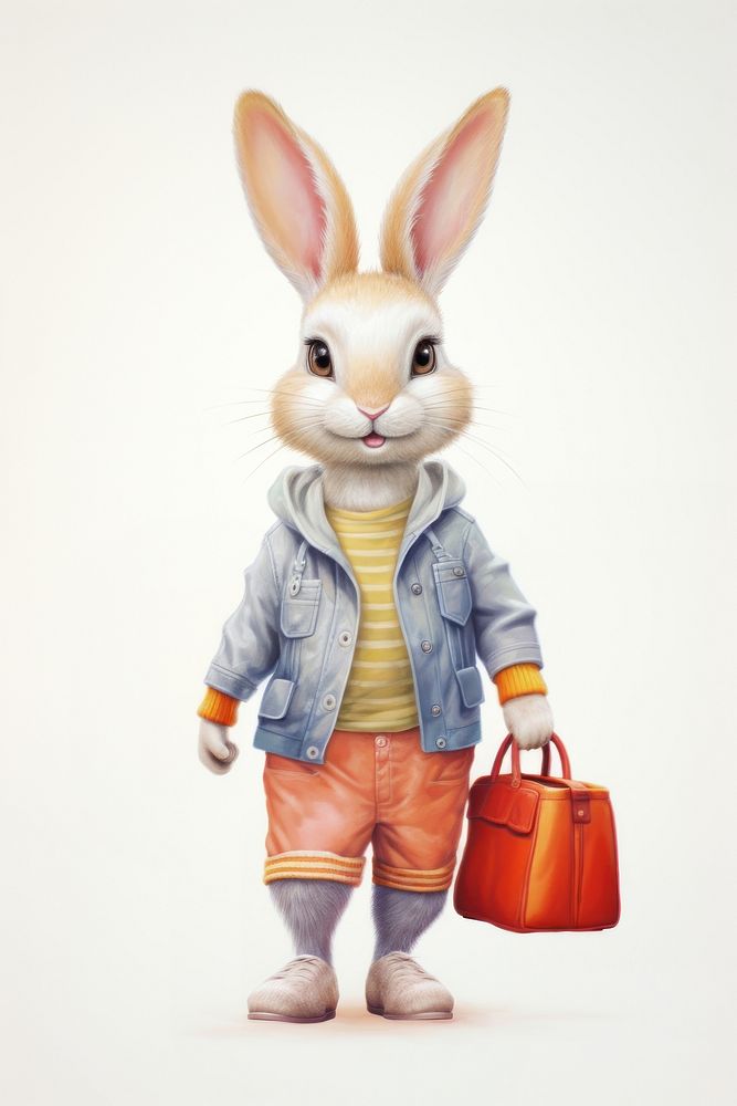 Fashion rabbit shopping animal mammal cute. AI generated Image by rawpixel.