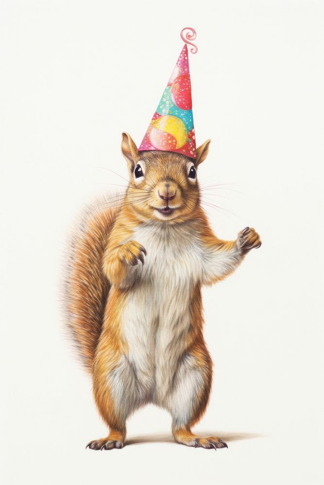 Squirrel standing drawing mammal animal. AI generated Image by rawpixel.