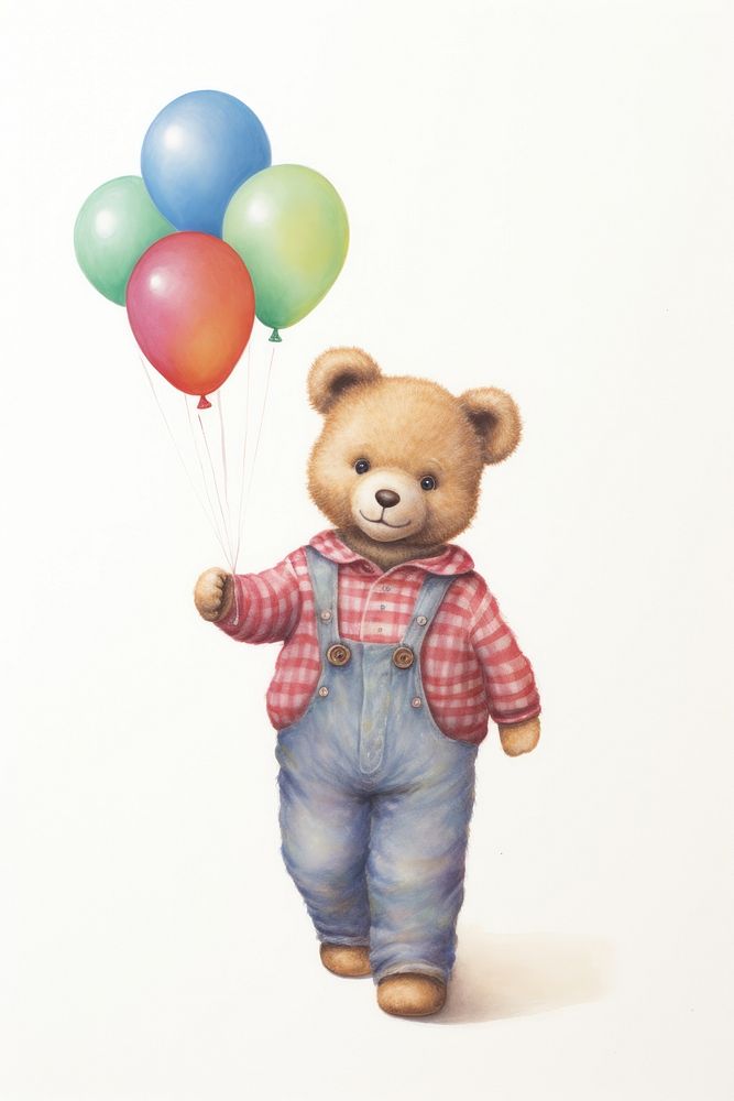 Bear balloon drawing cute. AI generated Image by rawpixel.
