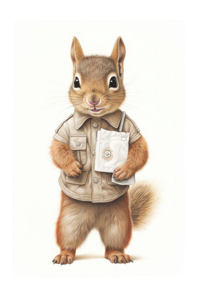 Squirrel drawing rodent animal. AI generated Image by rawpixel.