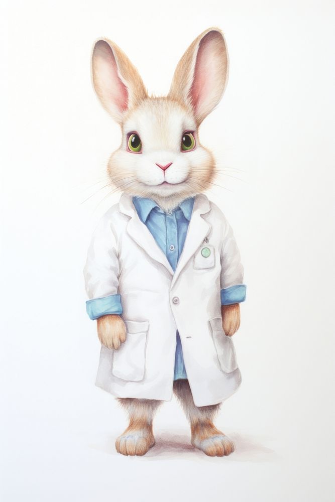 Rabbit doctor drawing animal mammal. AI generated Image by rawpixel.