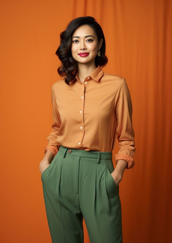 A american asian woman portrait blouse sleeve. AI generated Image by rawpixel.