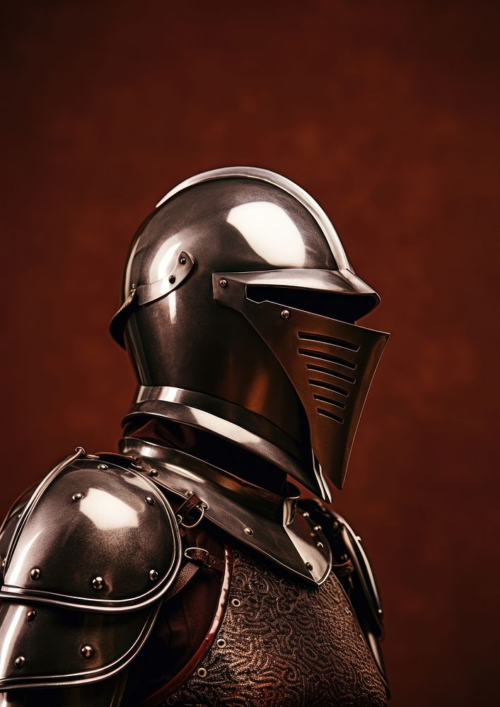 A knight wearing a metal helmet protection headwear medieval. AI generated Image by rawpixel.