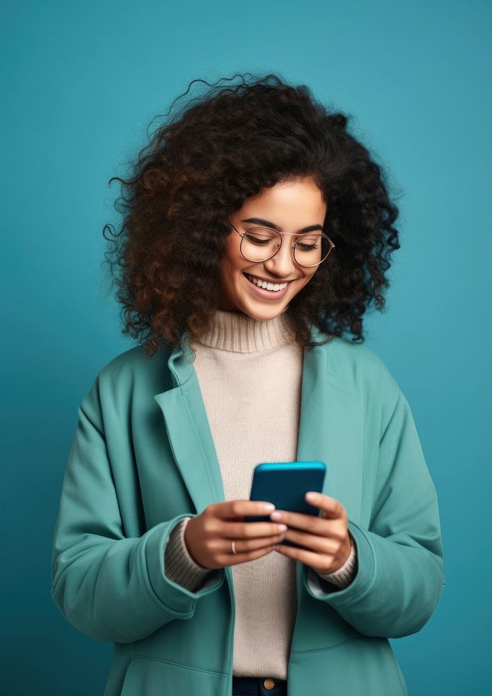 Glasses adult woman phone. 