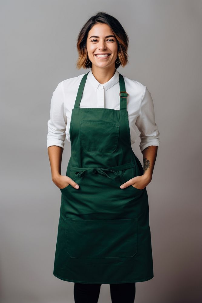 Apron smiling small business entrepreneur. 