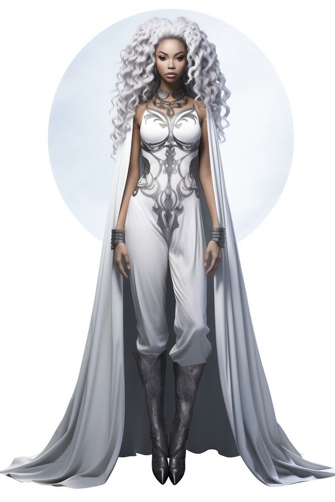 Moon Goddess fashion adult white background. AI generated Image by rawpixel.