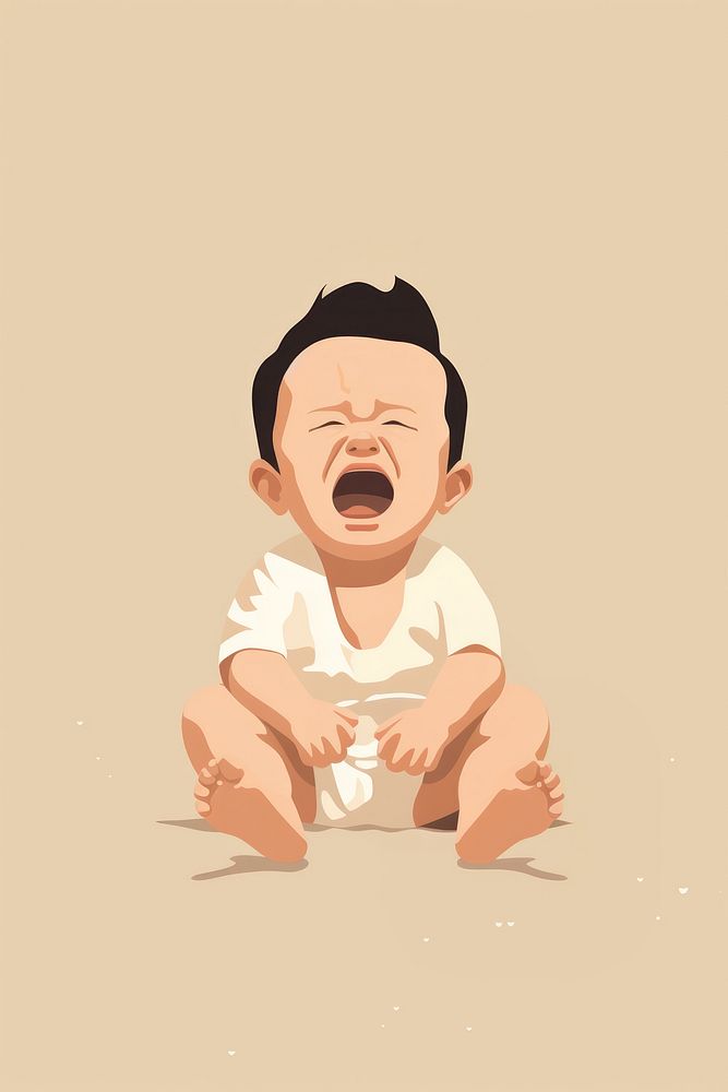 Young baby crying relaxation babyhood. AI generated Image by rawpixel.