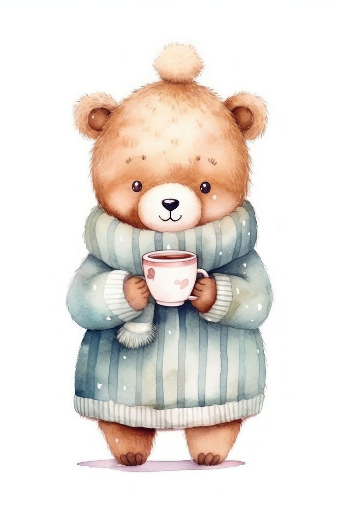 Cartoon drink cute bear. AI generated Image by rawpixel.