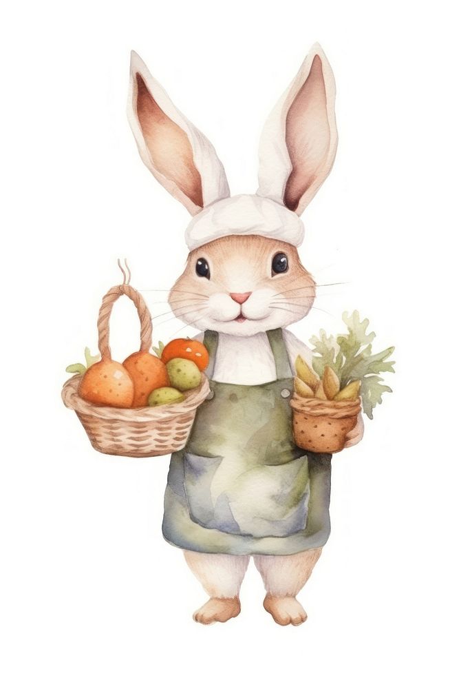 Rabbit chef animal basket cartoon. 