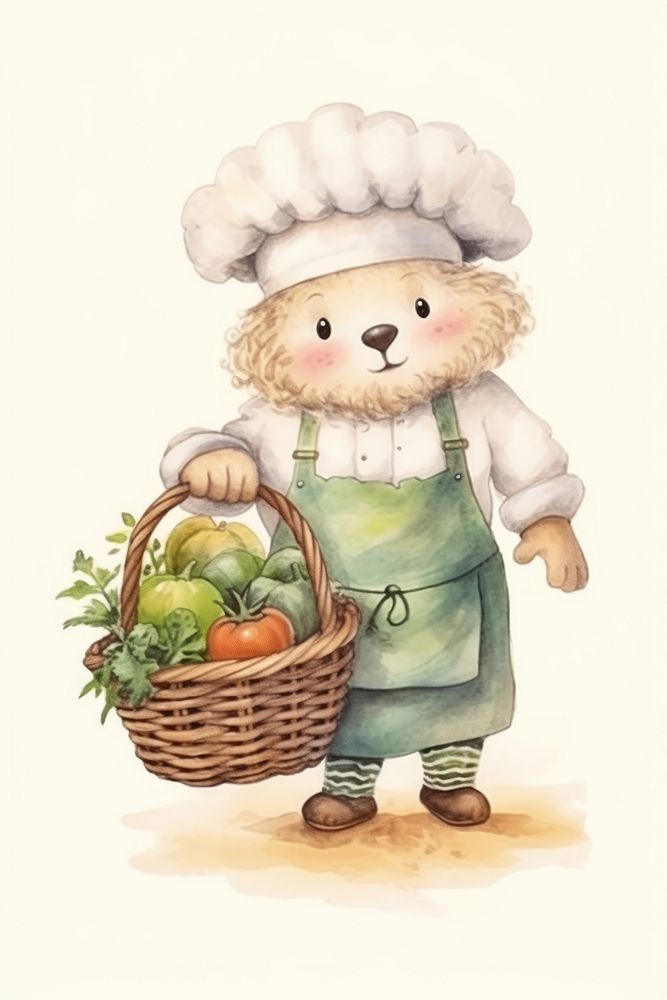 Sheep chef basket vegetable holding. AI generated Image by rawpixel.