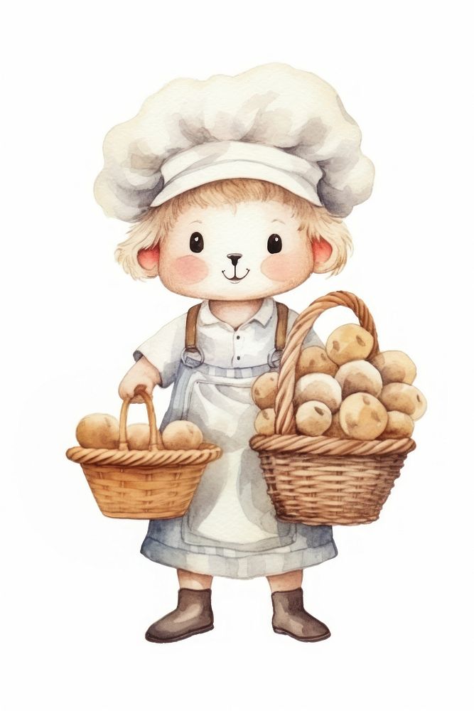 Sheep chef basket holding cartoon. AI generated Image by rawpixel.