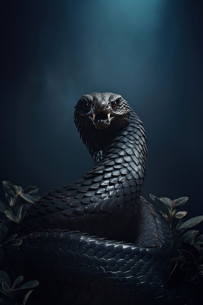 Basilisk black reptile animal. AI generated Image by rawpixel.