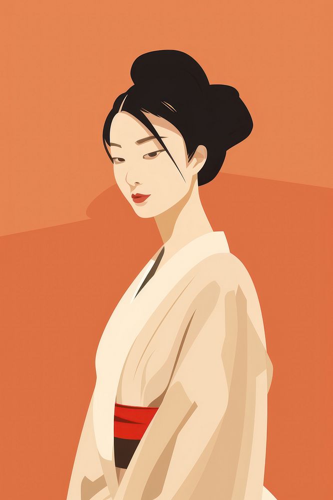 A Japanese woman wearing kimono fashion adult robe. AI generated Image by rawpixel.