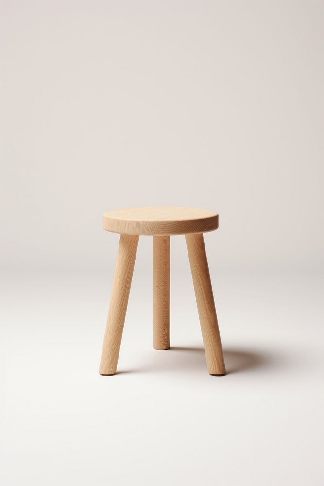 Simple wooden stool with three legs. Minimalist stool design. Wooden stool for seating. Light wood stool, perfect for decor.…