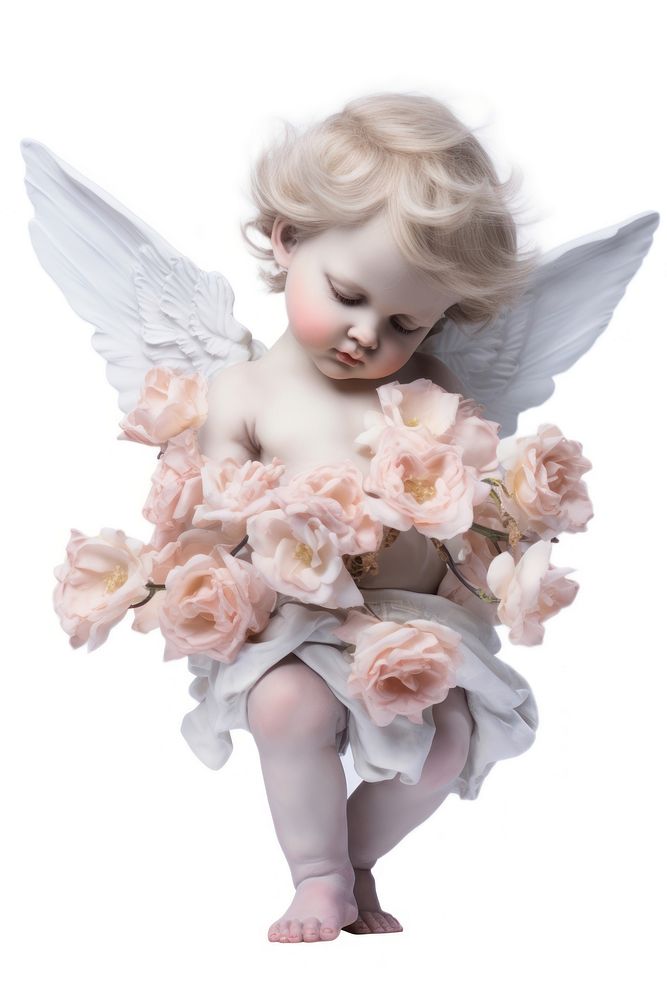 Cherub flower portrait angel. AI generated Image by rawpixel.