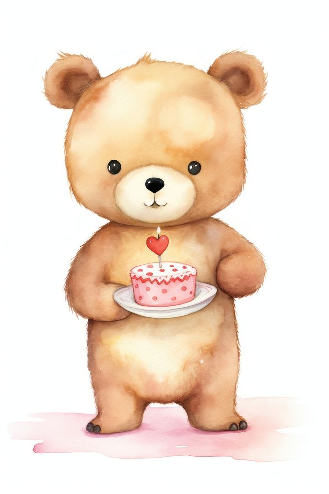 Cute bear cake dessert cartoon. 