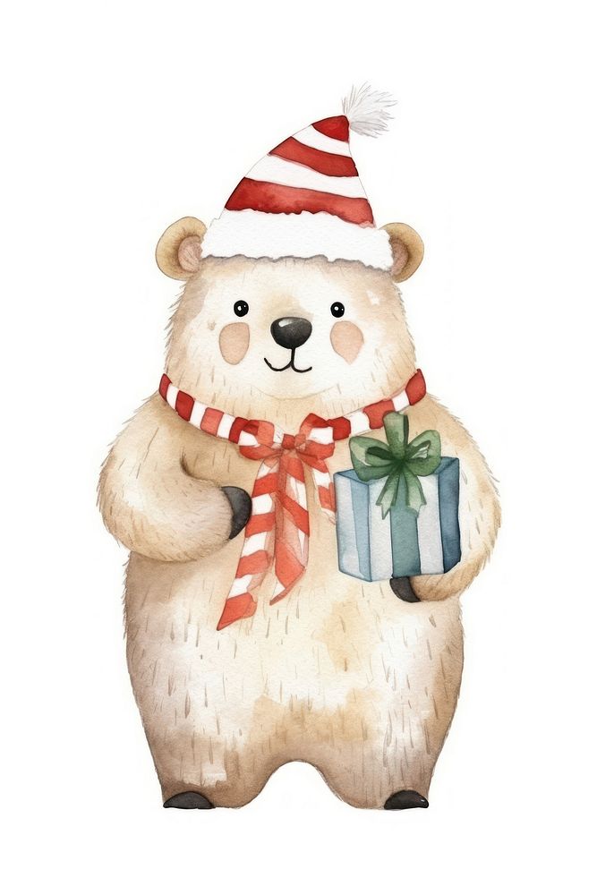 Animal christmas snowman cartoon white background. 