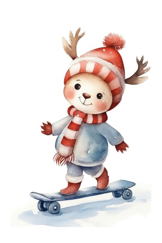 Christmas skateboard cartoon cute. AI generated Image by rawpixel.