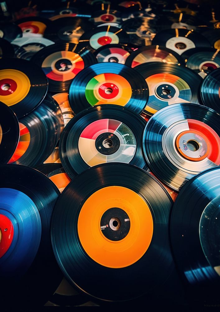Record vinyl record arrangement backgrounds. AI generated Image by rawpixel.