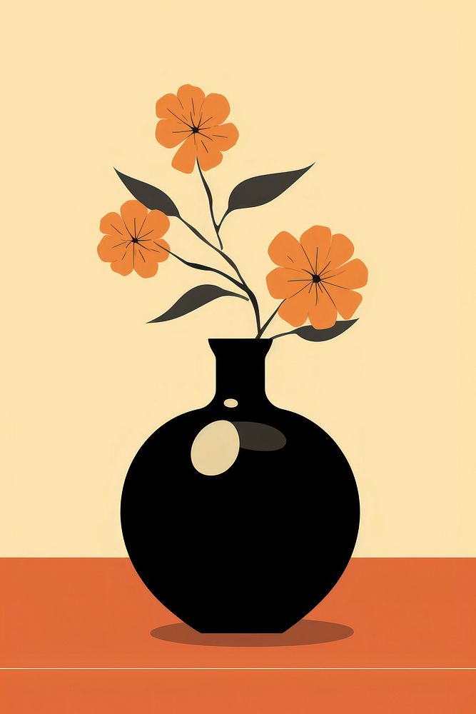 Wabi sabi flower vase pottery. AI generated Image by rawpixel.